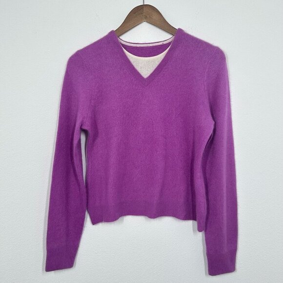 100% Cashmere Purple Crew Neck Sweater - Picture 1 of 7